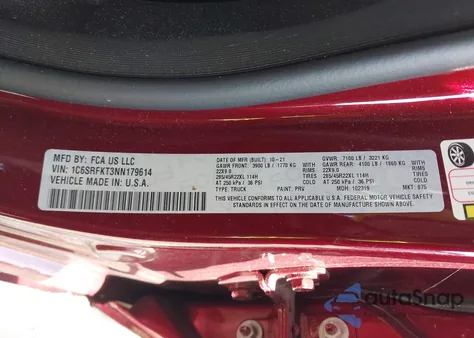 2022 Ram 1500 Limited Longhorn 4X4 5'7 Box z USA, uszkodzony, nr VIN 1C6SRFKT3NN179614